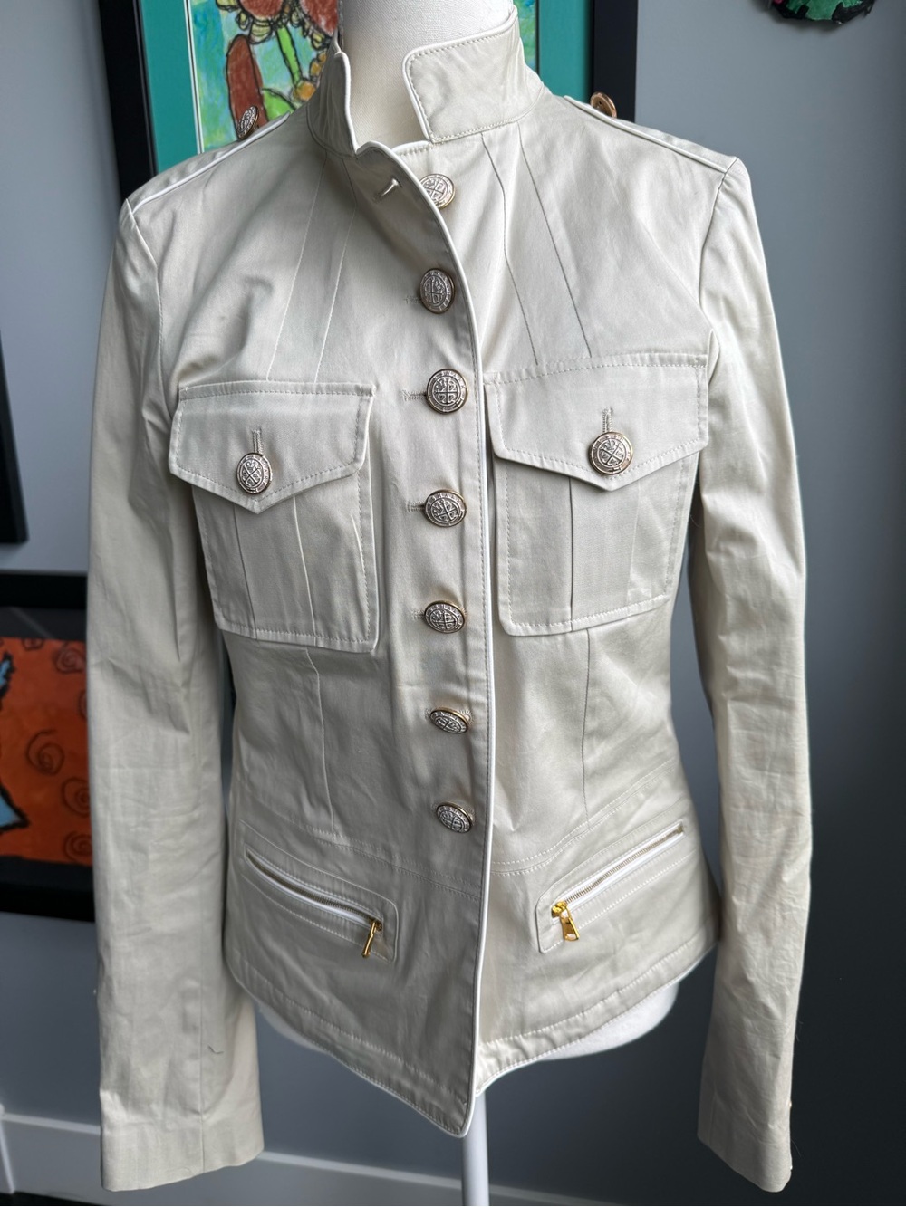 Paul & Shark Cream Military-Style Utility Jacket